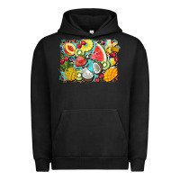 Pigment Black summer fruits background Urban Hoodie - BarkalooDesign