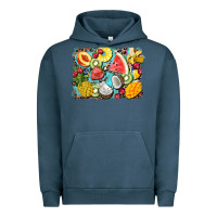 Pigment Midnight Navy summer fruits background Urban Hoodie - BarkalooDesign