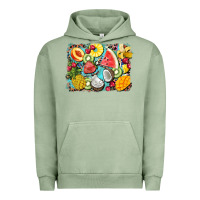 Pigment Oil Green summer fruits background Urban Hoodie - BarkalooDesign