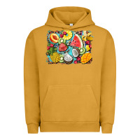 Pigment Peanut Butter summer fruits background Urban Hoodie - BarkalooDesign