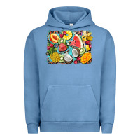 Pigment Pebble Blue summer fruits background Urban Hoodie - BarkalooDesign