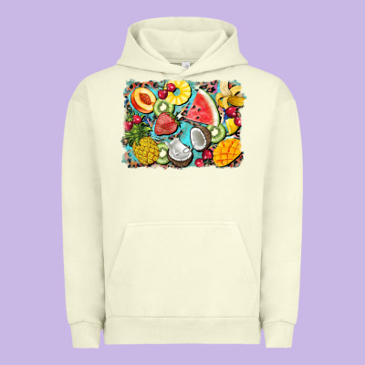 Summer Fruits Background Urban Hoodie Designed By Barkaloodesign