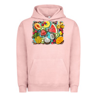 Pigment Salmon summer fruits background Urban Hoodie - BarkalooDesign