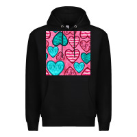 Black valentines day hearts seamless pattern Premium Hoodie - BundleAndBundleShop