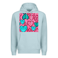 Blue Mist valentines day hearts seamless pattern Premium Hoodie - BundleAndBundleShop