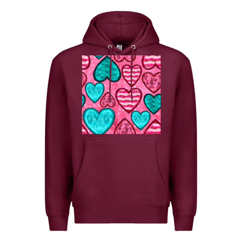 Valentines Day Hearts Seamless Pattern Premium Hoodie by BundleAndBundleShop | Teevron