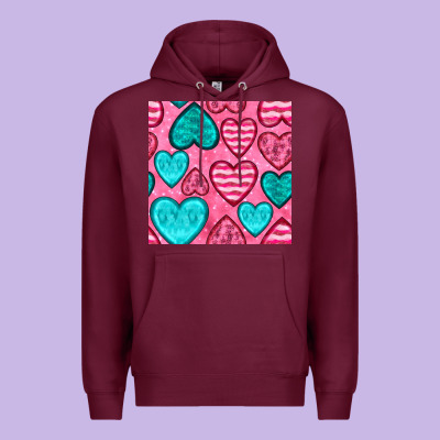 Valentines Day Hearts Seamless Pattern Premium Hoodie Designed By Bundleandbundleshop