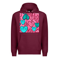Burgundy valentines day hearts seamless pattern Premium Hoodie - BundleAndBundleShop