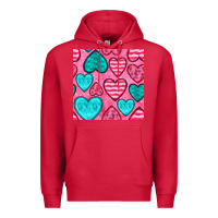 Cardinal valentines day hearts seamless pattern Premium Hoodie - BundleAndBundleShop