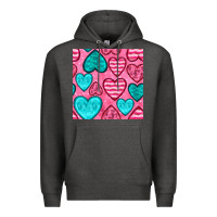 Charcoal Heather valentines day hearts seamless pattern Premium Hoodie - BundleAndBundleShop