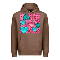 Chestnut valentines day hearts seamless pattern Premium Hoodie - BundleAndBundleShop