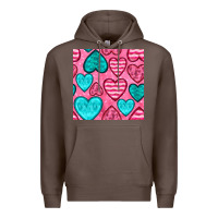 Coffee valentines day hearts seamless pattern Premium Hoodie - BundleAndBundleShop