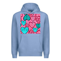 Colony Blue valentines day hearts seamless pattern Premium Hoodie - BundleAndBundleShop