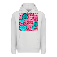 Dove Grey valentines day hearts seamless pattern Premium Hoodie - BundleAndBundleShop