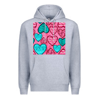 Heather Grey valentines day hearts seamless pattern Premium Hoodie - BundleAndBundleShop