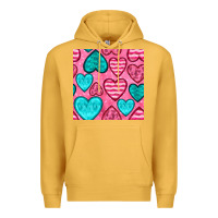 Mustard valentines day hearts seamless pattern Premium Hoodie - BundleAndBundleShop