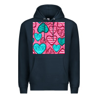 Navy valentines day hearts seamless pattern Premium Hoodie - BundleAndBundleShop