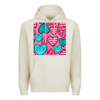 Oatmeal Heather valentines day hearts seamless pattern Premium Hoodie - BundleAndBundleShop