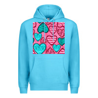 Ocean Blue valentines day hearts seamless pattern Premium Hoodie - BundleAndBundleShop