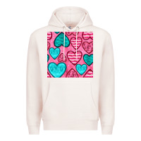 Pale Pink valentines day hearts seamless pattern Premium Hoodie - BundleAndBundleShop