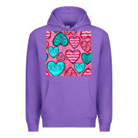 Purple valentines day hearts seamless pattern Premium Hoodie - BundleAndBundleShop