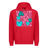 Red valentines day hearts seamless pattern Premium Hoodie - BundleAndBundleShop