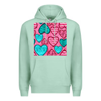 Seafoam valentines day hearts seamless pattern Premium Hoodie - BundleAndBundleShop