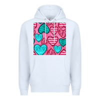 White valentines day hearts seamless pattern Premium Hoodie - BundleAndBundleShop