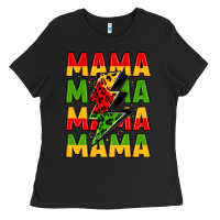 Black mama lightning bolt juneteenth Ladies Tee - LillyAllenDesigns
