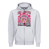 Heather Grey heal cancer rainbow Zipper Hoodie - LillyAllenDesigns
