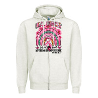 Oatmeal Heather heal cancer rainbow Zipper Hoodie - LillyAllenDesigns
