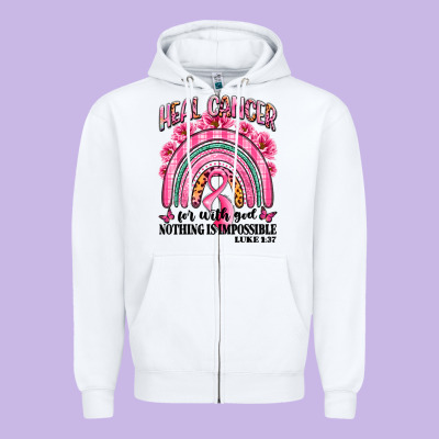 Heal Cancer Rainbow Zipper Hoodie Designed By Lillyallendesigns
