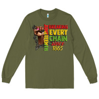 Army Green juneteenth breaking every chain since 1865 woman f Long Sleeve Tee - CowGirlArtShop