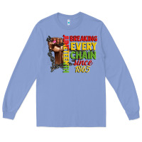 Colony Blue juneteenth breaking every chain since 1865 woman f Long Sleeve Tee - CowGirlArtShop