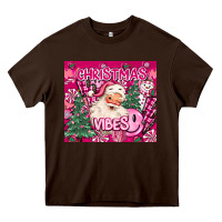 Chocolate Brown pink christmas vibes Heavy Core Tee - MaliasSmallBusiness
