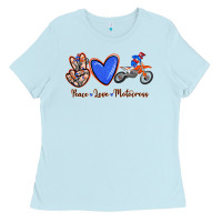 Baby Blue Peace Love Motocross Ladies Tee - RanaPortraitStore