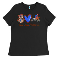 Black Peace Love Motocross Ladies Tee - RanaPortraitStore