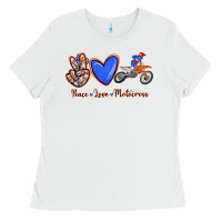 White Peace Love Motocross Ladies Tee - RanaPortraitStore