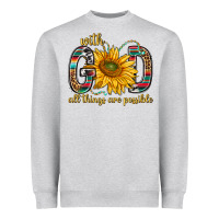 Heather Grey with god all things are possible with sunflower bbs Heavyweight Sweatshirt - BundleAndBundleShop
