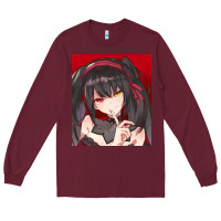 Burgundy tokisaki kurumi Long Sleeve Tee - tuanDangUi