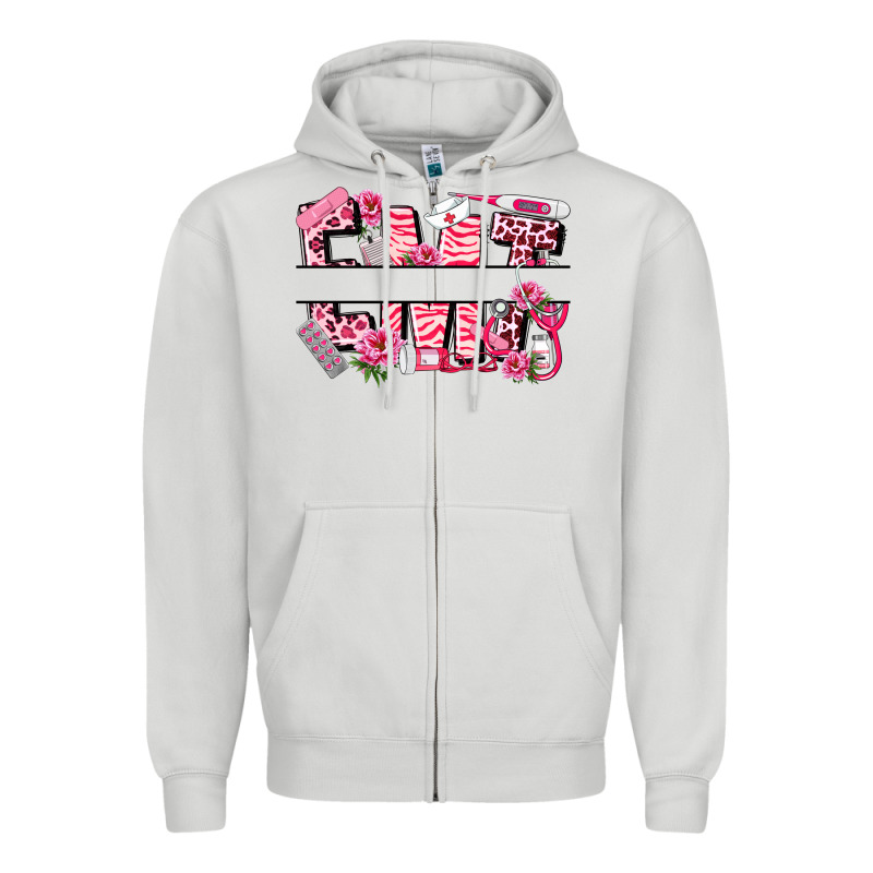 Breast Cancer Emt Emergency Medical Technician Zipper Hoodie by LillyAllenDesigns | Teevron
