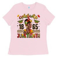 Bubblegum Pink celebrate 1865 juneteenth with black woman Ladies Tee - LillyAllenDesigns