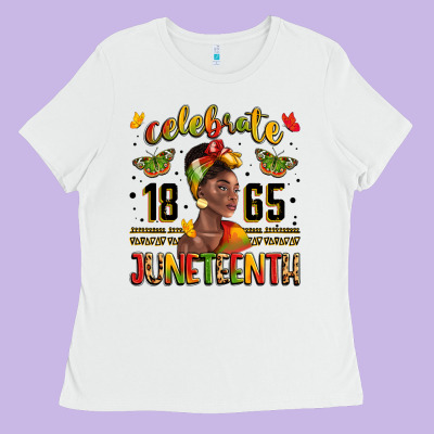 Celebrate 1865 Juneteenth With Black Woman Ladies Tee Designed By Lillyallendesigns