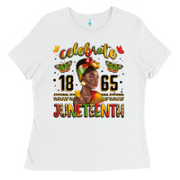 White celebrate 1865 juneteenth with black woman Ladies Tee - LillyAllenDesigns