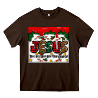 Chocolate Brown jesus the reason for the season Heavy Core Tee - MaliasSmallBusiness