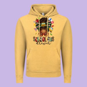 School Bus Driver Afro Messy Bun Vintage Hoodie Designed By Texasbilliewilder