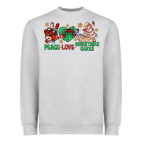 Heather Grey peace love christmas cakes bbs Heavyweight Sweatshirt - BundleAndBundleShop
