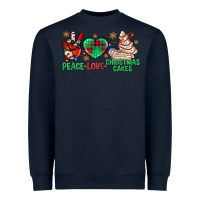 Navy peace love christmas cakes bbs Heavyweight Sweatshirt - BundleAndBundleShop