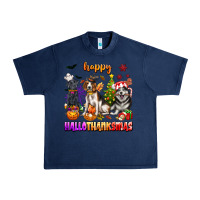 Navy happy hallothanksmas dogs Urban Heavy Tee - texasbilliewilder