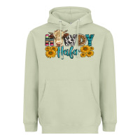 Matcha Western Howdy Heifer With Simmental Cow Heavyweight Hoodie - LillyAllenDesigns